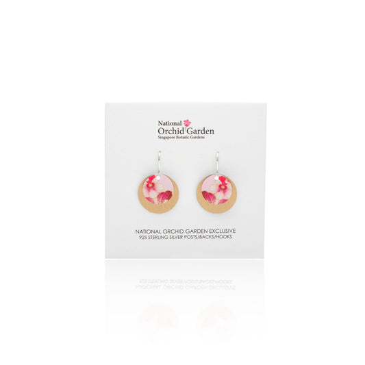 National Orchid Garden Circle Earrings (Pink)