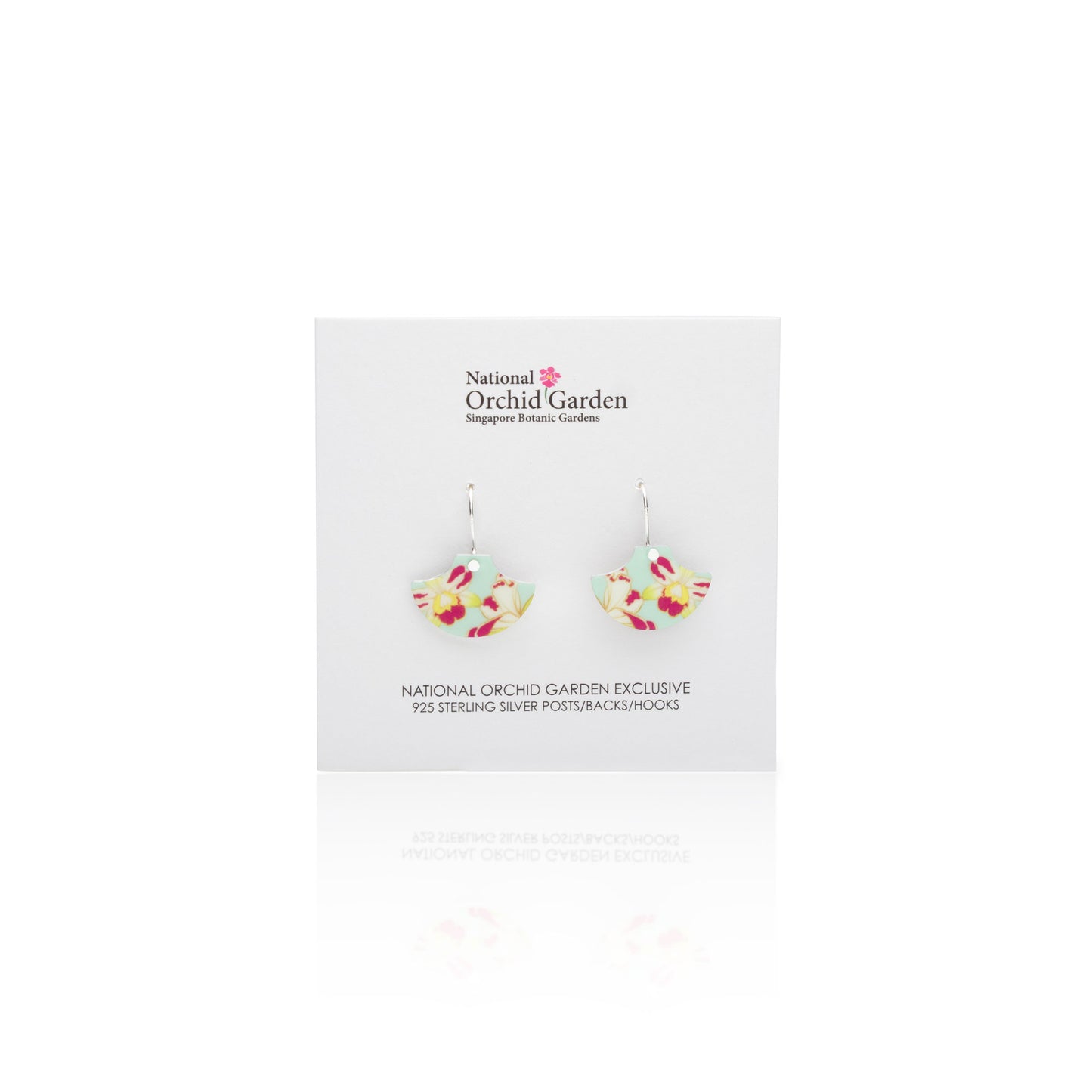 National Orchid Garden Mini Fan Earrings (Mint)
