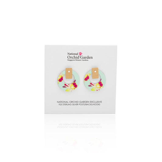 National Orchid Garden Circle Earrings (Mint)