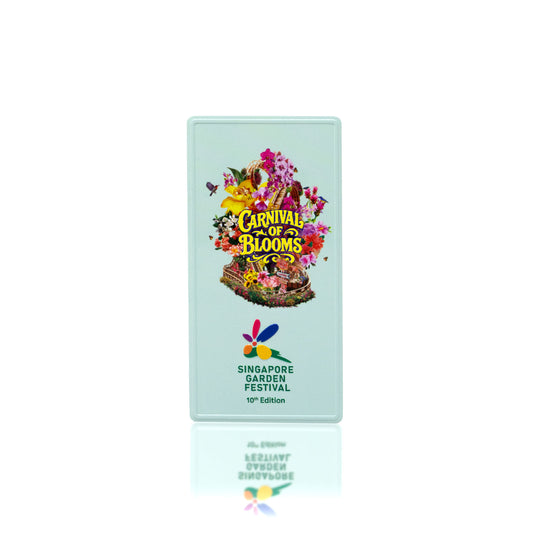 Rectangular Singapore Garden Festival magnet with floral 'Carnival of Blooms' design